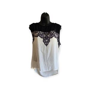 Mnk Tank Top Womens XL Floral Black White Zipper Back